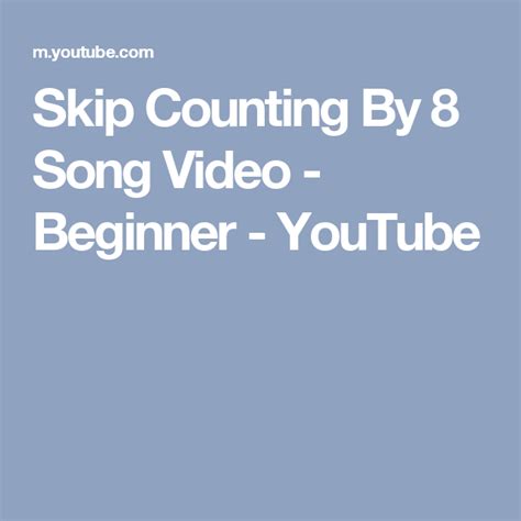 Skip Counting By 8 Song Video - Beginner - YouTube | Skip counting, Counting by 2, Songs