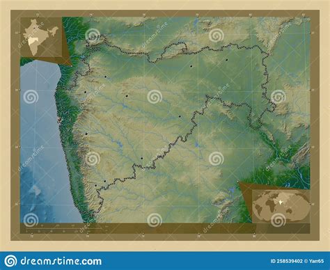 Maharashtra, India. Physical. Major Cities Stock Illustration - Illustration of planet, ocean ...