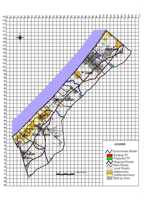 Map of Gaza Strip showing governorates and infiltration sites ...