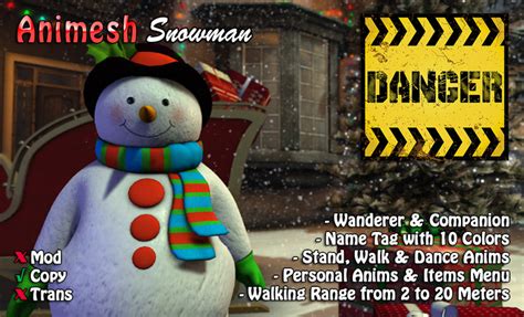 Second Life Marketplace - ☢Danger☢ Animesh Snowman - Dance Stand & Walk