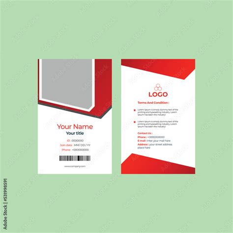 Minimalist Front and back id card template with picture Office Id Card Layout Employee Id Card ...