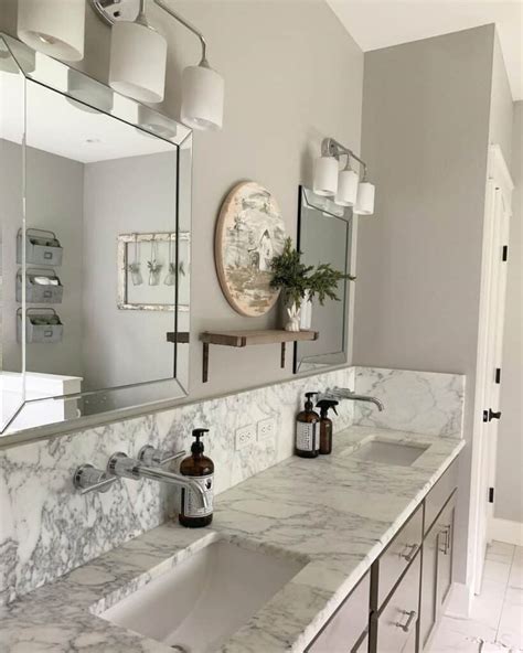 Marble Bathroom Sink Countertop With Beveled Mirrors - Soul & Lane