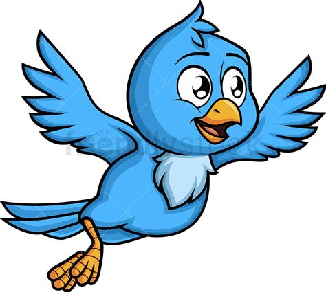 Blue Bird Flying Away Cartoon Vector Clipart - FriendlyStock