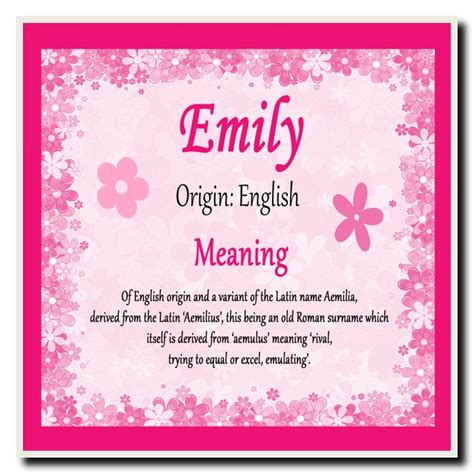 Emily Personalised Name Meaning Coaster - The Card Zoo