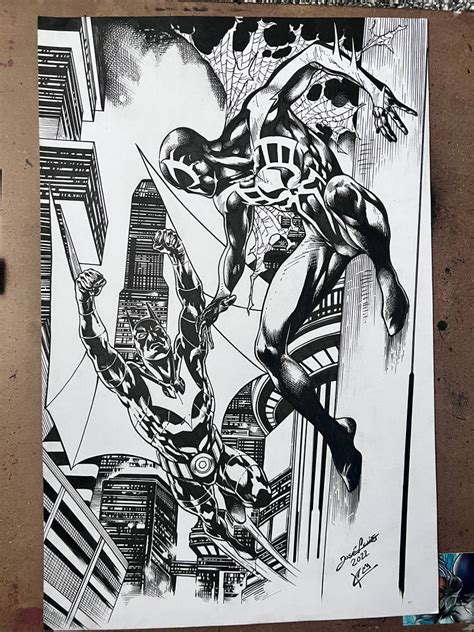 Batman Beyond/Spider-Man 2099 Ink commission by kingcorey25 on DeviantArt