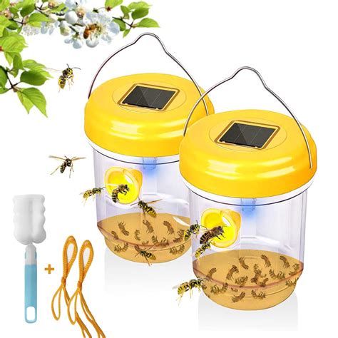 Buy Wasp Trap,2 Pack Solar Powered Wasp Traps Outdoor Hanging,Yellow ...