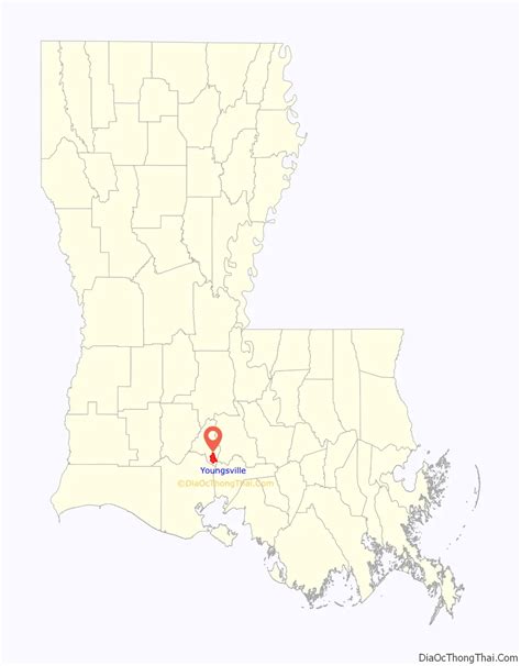 Map of Youngsville city, Louisiana - Thong Thai Real