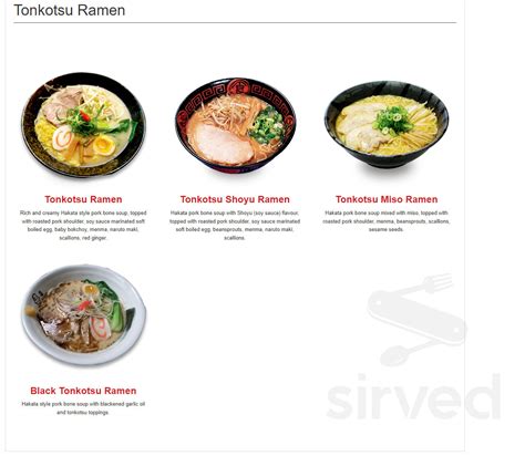 Kenzo Ramen menu in Barrie, Ontario, Canada