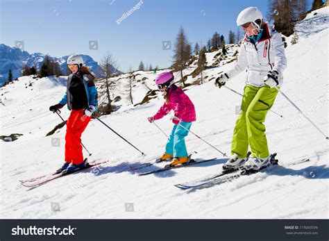 Skiing, Winter, Ski Lesson - Skiers On Mountainside Stock Photo 115043599 : Shutterstock