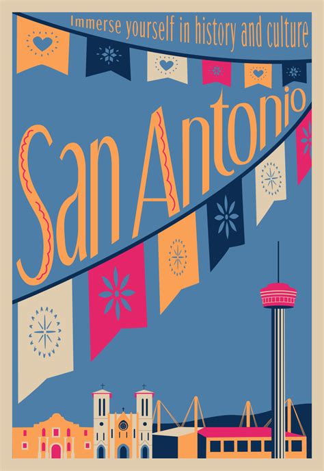 San Antonio travel poster design | Travel poster design, Texas poster, Graphic designer portfolio