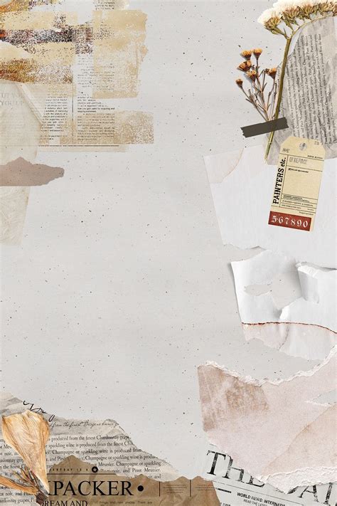 Aesthetic Collage Background with Ripped Paper Border