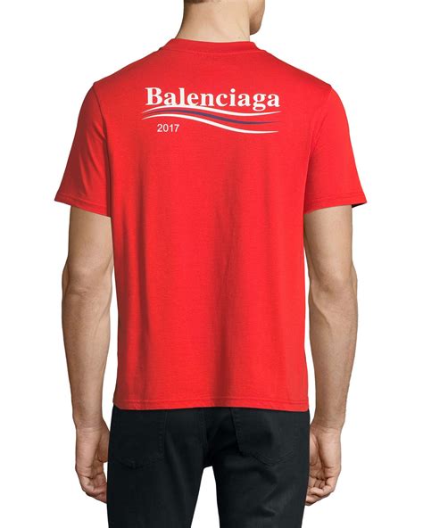 Balenciaga Short-Sleeve Campaign Logo T-Shirt, Red