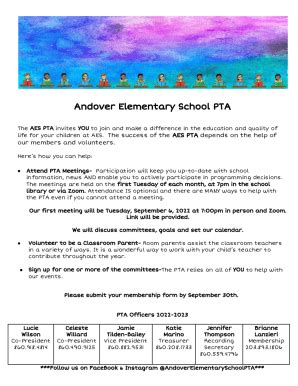 Fillable Online Andover Elementary School CT PTA - AES giving back ...