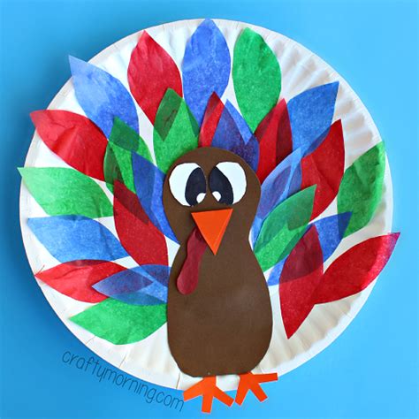 Paper Plate Turkey Craft Using Tissue Paper - Crafty Morning