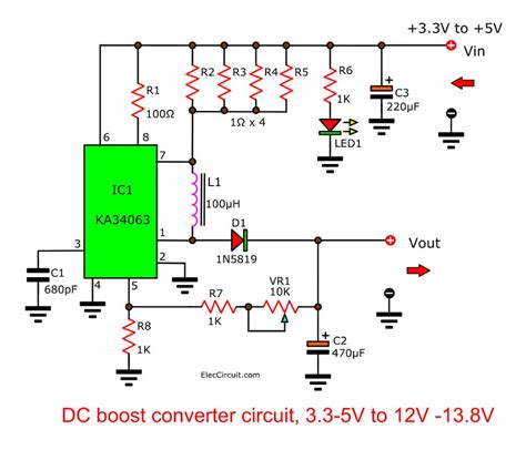 DC Boost Converter circuit 3.3-5v to 12V-13.8V - Eleccircuit