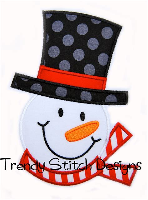 Frosty Applique design Machine Embroidery Design Snowman