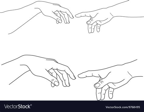 Adam and god hands touch hope help Royalty Free Vector Image