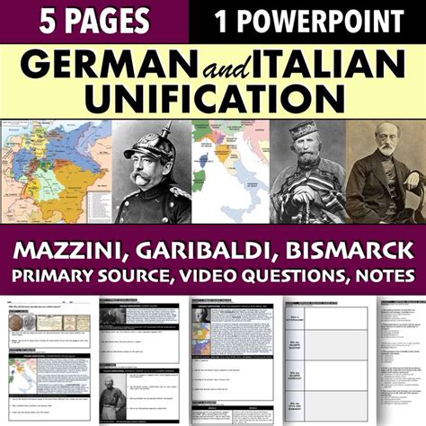 German and Italian Unification | Italian unification, Handouts, Word doc