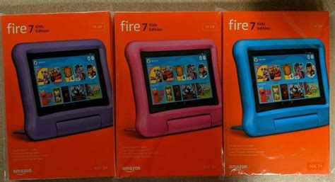 New 2019 9th Gen Amazon Fire 7 Kids Edition Tablet 7" 16 GB Pink Blue ...