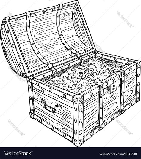 Cartoon drawing of old open pirate treasure chest Vector Image