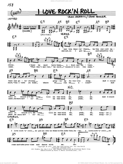 I Love Rock 'N Roll sheet music (real book with lyrics) (PDF)