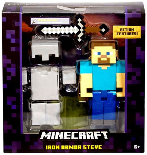 Minecraft Survival Mode Iron Armor Steve 5 Action Figure Mattel Toys ...