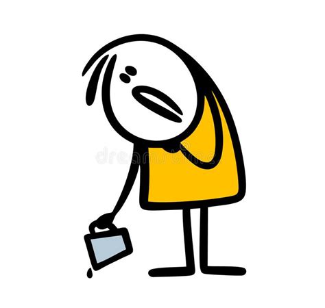 Doodle Man Holds an Empty Coffee Cup in His Hand and is Sad. Stock Vector - Illustration of ...