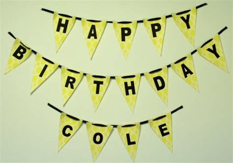 Personalized Yellow Birthday Banner with by LilBugabooDesigns