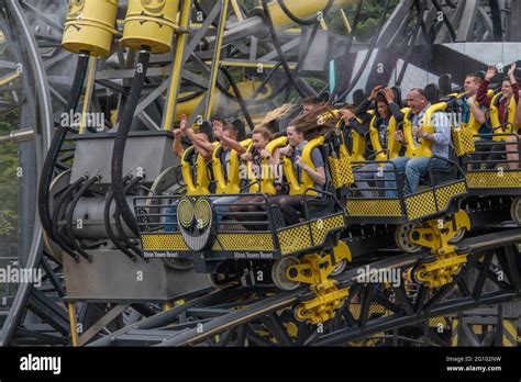 The Smiler World Record Breaking 14 Inversion Rollercoaster at Alton Towers England Stock Photo ...