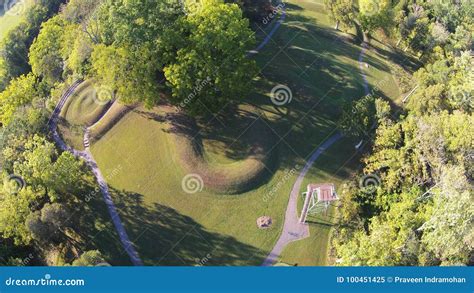 Aerial View of the Great Serpent Mound of Ohio - Spiral Tail at the End ...