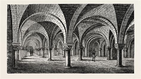 Norman Architecture Crypt Of Canterbury Cathedral Drawing by English School - Fine Art America