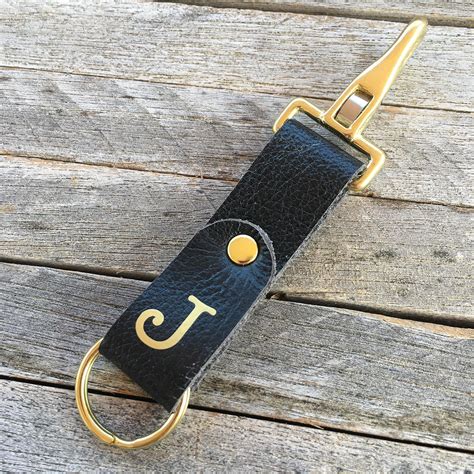 Personalized Metallic Leather Key Fob with Initial: Handmade | Leather key fobs, Leather key ...