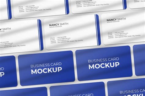 Premium PSD | Rounded corner business cards mockup with shadow