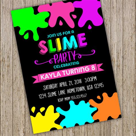 Slime Birthday Party Invitation Slime invitation Slime | Etsy