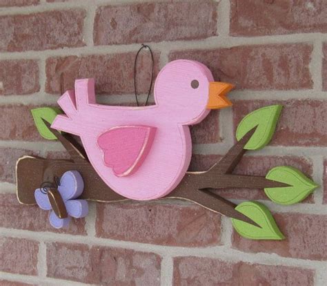 Bird on a Branch With a Butterfly for Home Decor, Door Hanger, Wall ...