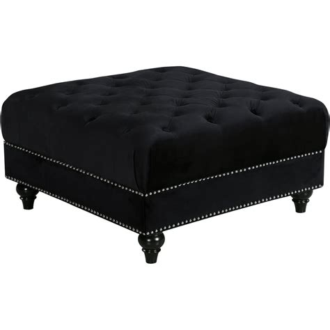 Sabrina Black Velvet Ottoman-Color:Black Velvet,Style:Contemporary ...