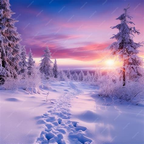 Premium Photo | Beautiful landscape with trees covered with snow