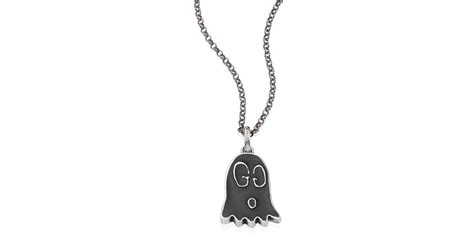 Gucci Ghost Sterling Silver Ghost Pendant Necklace in Black | Lyst