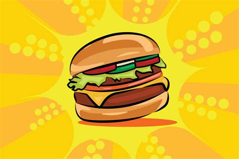 Fast Food Burger, with orange background. Vector Illustration 5106726 Vector Art at Vecteezy