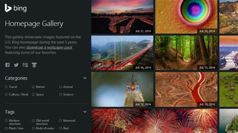 Browse and Download Any Bing Wallpaper at Official Homepage Gallery