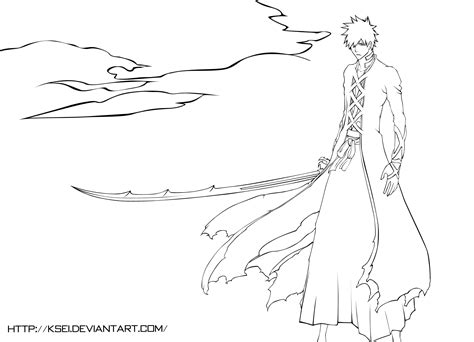 Ichigo Bankai Coloring Pages | Ichigo bankai, Anime drawings, Coloring pages