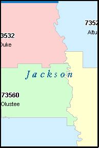 JACKSON County, Oklahoma Digital ZIP Code Map