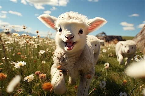 Premium AI Image | Farmers raise sheep with great joy in farms shear ...