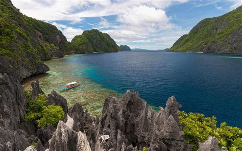 Download Boat Mountain Philippines Sea Ocean Palawan Island Earth Nature Tropical Image