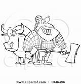 Ox Clipart Babe Coloring Outline Cartoon Paul Bunyan Illustration  sketch template