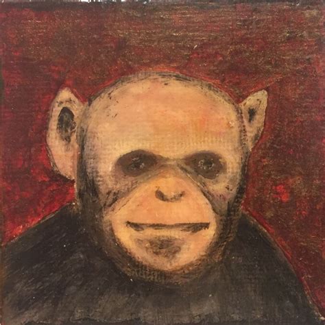 Oliver the Humanzee 3"x3" acrylic on canvas | Art, Canvas, Painting