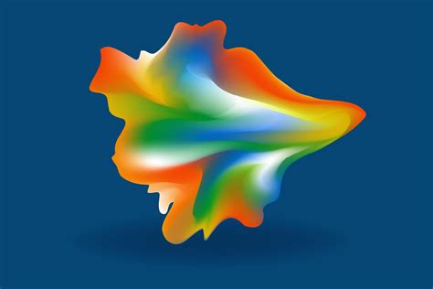 3D vector abstract form in rainbow heat map colors gradient on blue background. Trendy ...
