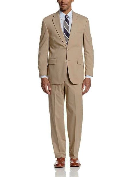 Tan Poplin Suit by Perlis