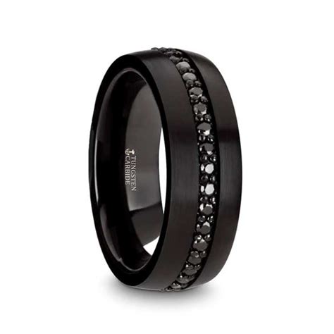 8 mm Black Tungsten Rings/Black Sapphires "Bergen" | Tungsten Rings.com