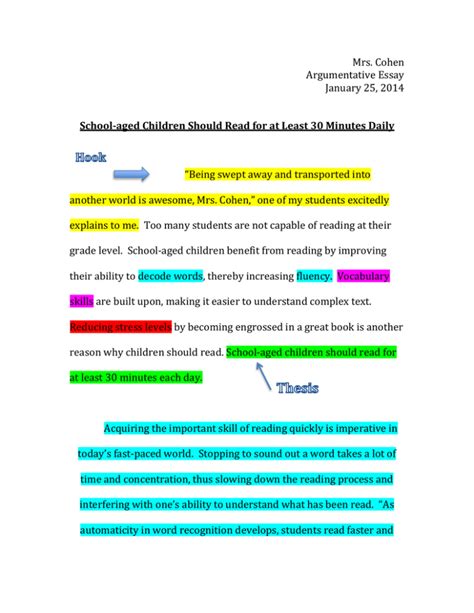 5th Grade Argumentative Essay Examples